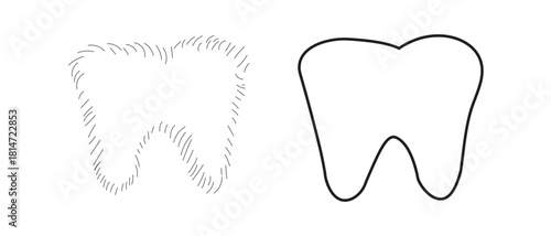 Human tooth one-line continuous drawing