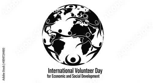 Stylized earth graphic with continents and ocean patterns promoting volunteer day awareness