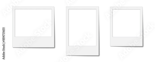 PNG white instant photo frame portrait mockup set with realistic shadow minimalist design on transparent background for album, camera, wedding, party, family, snapshot