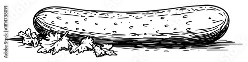 hand drawn pickle cucumber sketch illustration