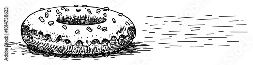 hand drawn sesame bagel sketch illustration