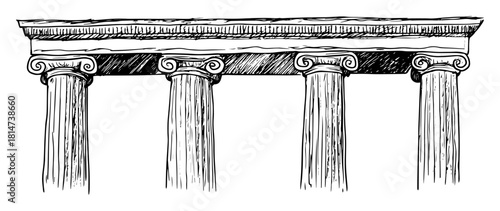ancient greek ionic columns architectural sketch