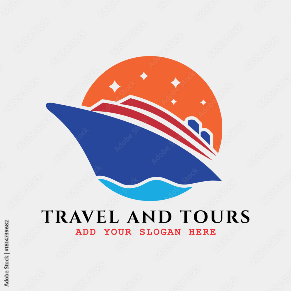 Fototapeta premium summer holidays traveling and tourism agency logo design vector