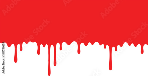 Red paint drips on white background abstract design element
