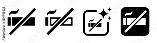 No smoking sign icon for public health and safety in black vector illustration on a transparent background