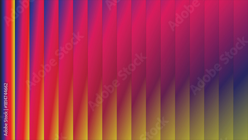 Neon Wave Gradient Blue Red Yellow Abstract Background with Curved Vertical Stripes – Colorful Wallpaper Art for Modern Digital Design