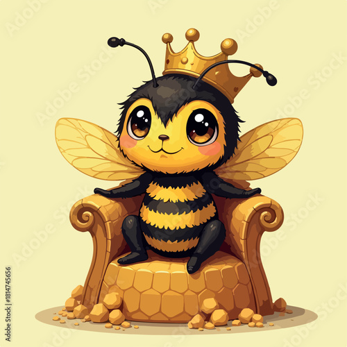 illustration, animal, cartoon, funny, vector, character, cute, bee, flying, adorable, bumblebee, wing, comic, bug, insect, honey, happy, nature, kid, mascot, bumble, sweet, baby, honey bee, face, hone