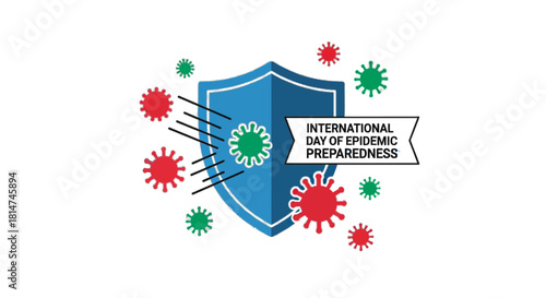 Promote International Day of Epidemic Preparedness with a bold shield protecting against viruses, fostering health awareness and safety for global well-being during health crises