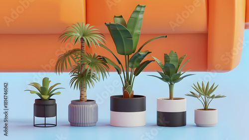 Modern Indoor Potted Plants Collection with Minimalist Home Decor Style