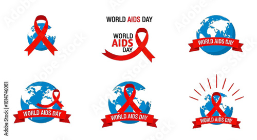 Global Awareness for World AIDS Day with Red Ribbon Symbols of Hope, Unity, and Support for Prevention and Research Initiatives Worldwide, Promoting Education and Compassion