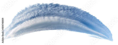 Long roll cloud tube isolated on blue sky.