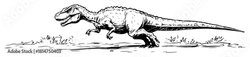 dinosaur running hand drawn sketch illustration