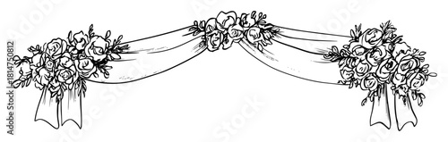 floral wedding arch decoration hand drawn sketch