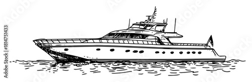 luxury yacht on water hand drawn sketch