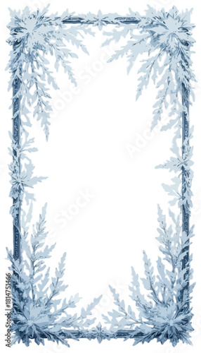 Frosty blue decorative border with intricate ice leaf motifs  