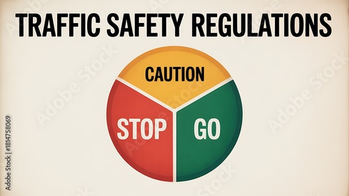 Traffic safety regulations with stop, go, and caution indicators