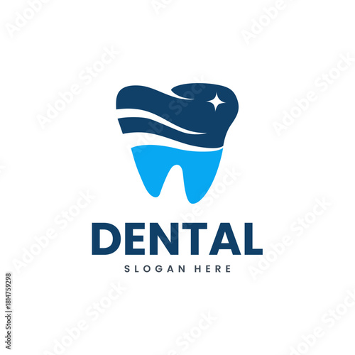 teeth and swoosh symbol. brand design concept for dental clinic, dental care, dentistry, orthopedic, and etc.