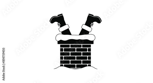 Santa s boots stuck in a brick chimney a playful holiday illustration