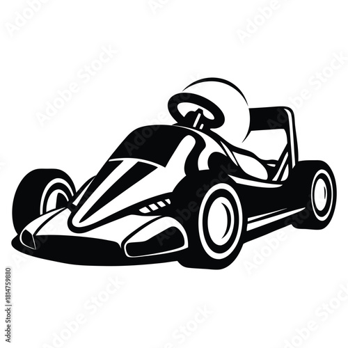 go kart black and white silhouette on white background