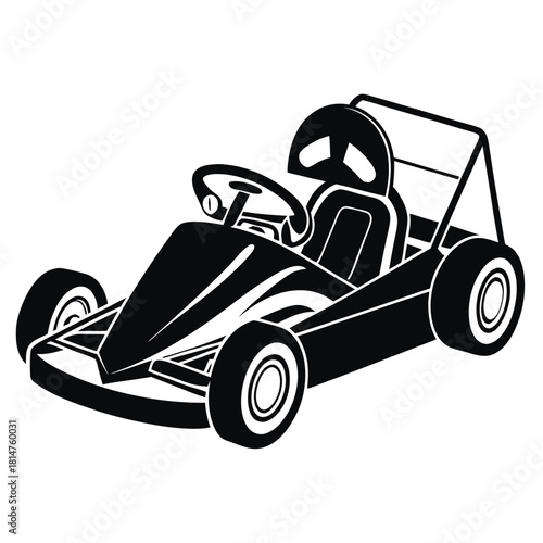 go kart black and white silhouette on white background