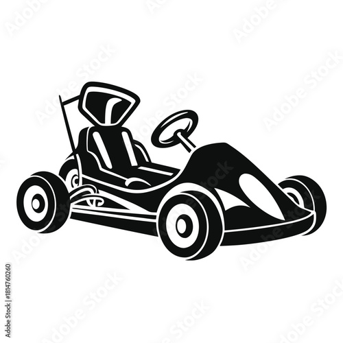go kart black and white silhouette on white background
