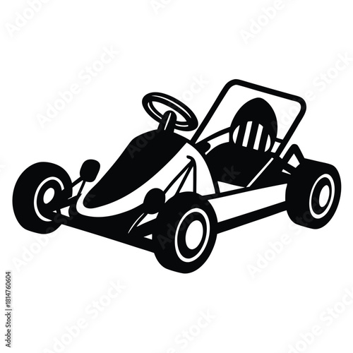 go kart black and white silhouette on white background