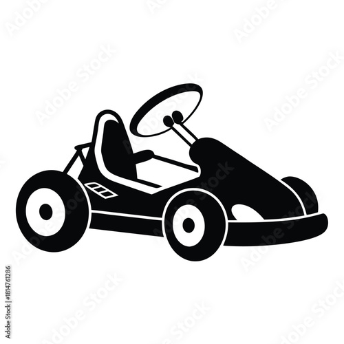 go kart black and white silhouette on white background