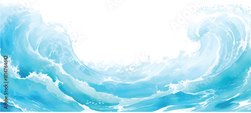 Abstract blue wave design evoking a clear sky and ocean water, perfect for a summer background or wallpaper illustration
