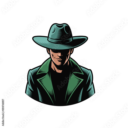 Mysterious Man in Fedora Hat and Trench Coat