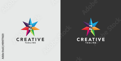 Digital colorful abstract icons, elements and symbols with initial Z logo, template