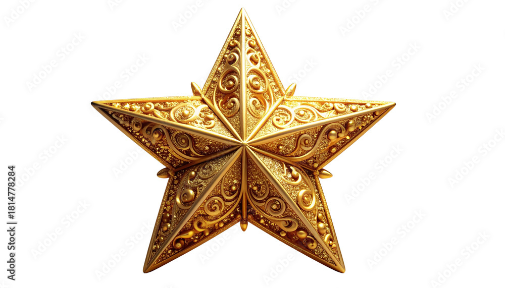 Fototapeta premium Vintage Gold Sparkle Star — Ornamental Christmas Topper