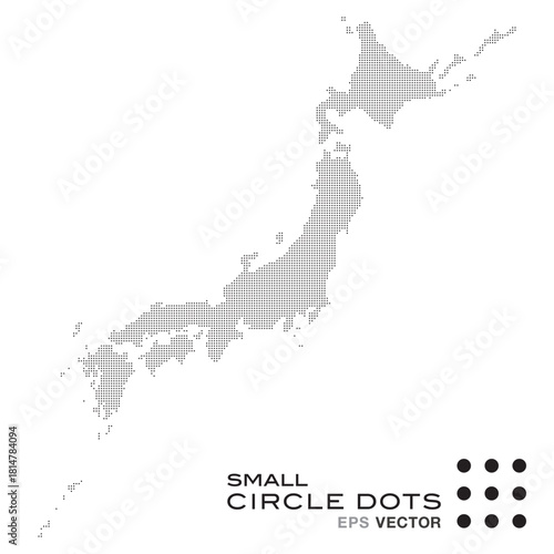 Japan map with small circle dots. Vector illustration.