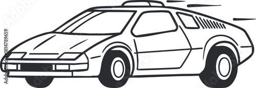 Outline vector illustration of a modern car design, ideal for automotive branding, icons, and graphic projects