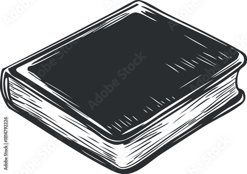 Hand-drawn vector illustration of a closed book, perfect for educational materials, library themes, and literary designs