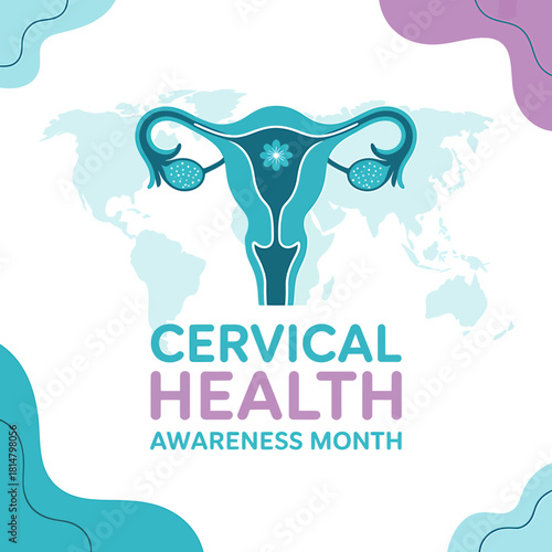 Cervical health awareness month illustration with female anatomy