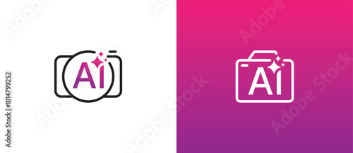 Ai image generate Photography logo. Artificial intelligence with Camera icon sign symbol Design Element. Vector illustration logo template