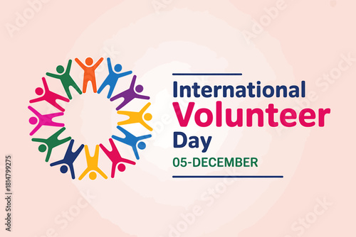 International volunteer day graphic with diverse people unity
