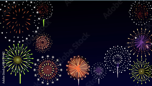 fireworks on the black background