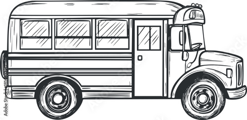 Hand-drawn vector illustration of a classic school bus in a playful style for educational and travel-themed design projects