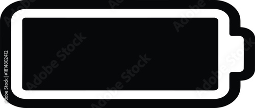 Print Full Battery Power Level Indicator Icon Symbol Black Silhouette Vector illustration