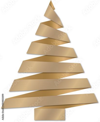Shiny Gold Geometric Ribbon Christmas Tree