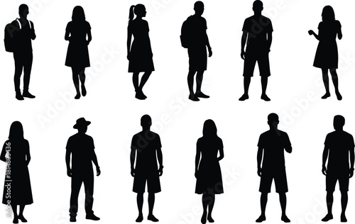 Plank Exercise Poses Black Silhouette Vector Set: Man and Woman in Forearm and Full Plank for Core Strength, Fitness Training, and Home Workout Graphic Design.