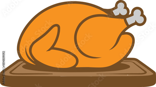 vector art of thanksgiving turkey body on wooden board