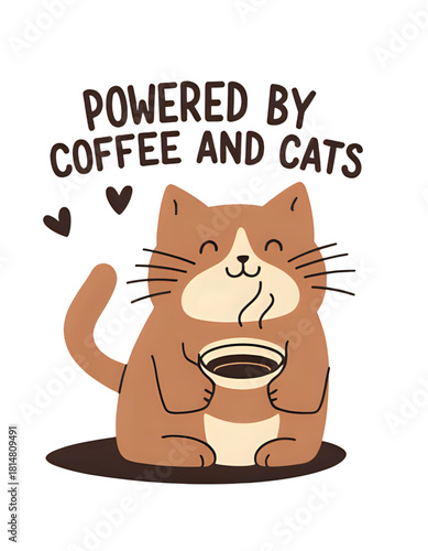 Powered by Coffee and Cats – Coffee Lover Cat Shirt