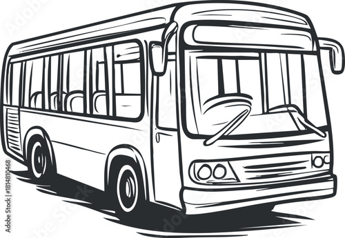 Outline vector illustration of a city bus, suitable for transportation design projects and public transit branding