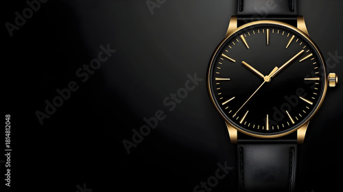 Wallpaper Mural Modern black wristwatch with a sleek design on a dark background Torontodigital.ca