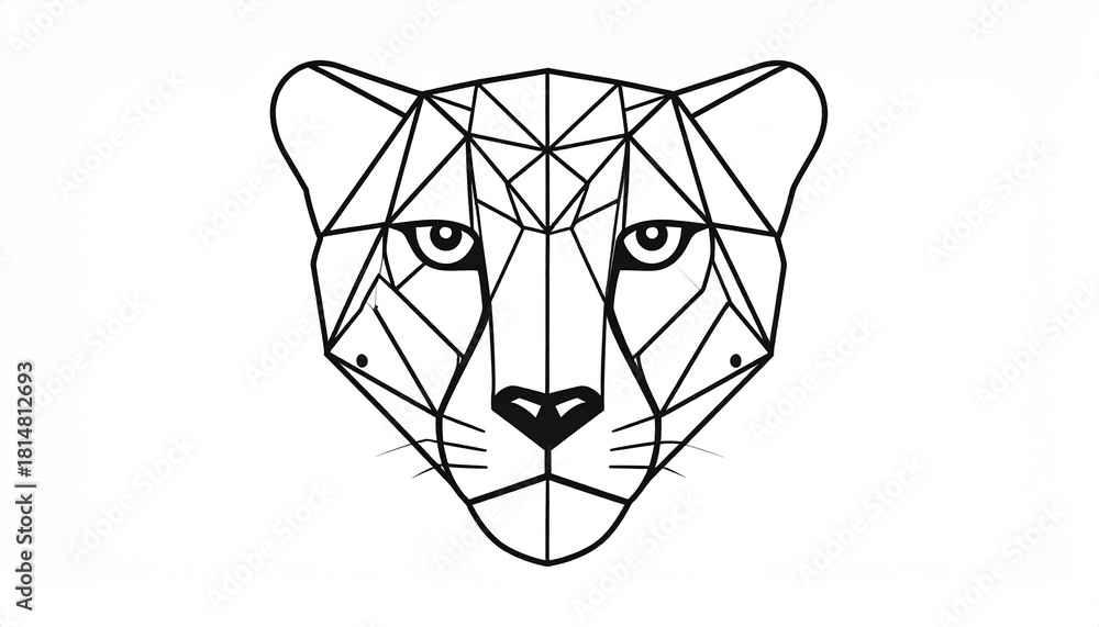 Fototapeta premium Geometric Abstract Cheetah Head Logo Design Vector Illustration