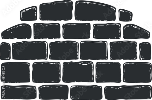 Hand-drawn vector illustration of a brick wall design suitable for architectural and decorative projects