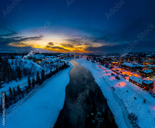 Schilderij op canvas Whitehorse Yukon sunrise winter morning
