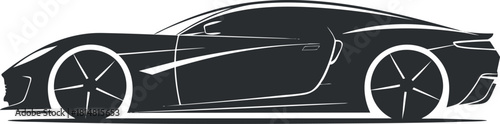 Stylish silhouette vector illustration of a modern sports car design for automotive branding and graphic projects